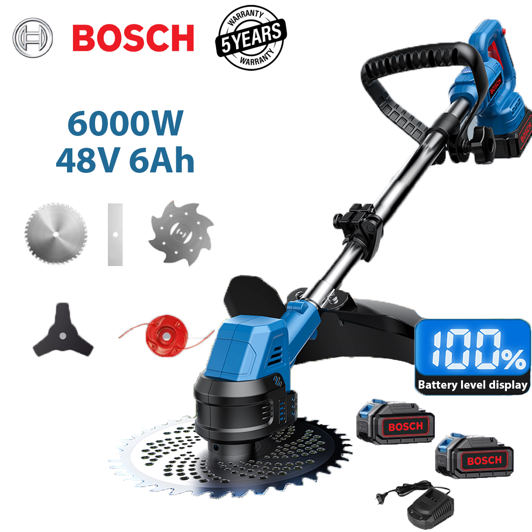 Model de bază: putere 6000W (cu baterii litiu 48V 6Ah*2 + lamă din aliaj*1 + lamă triunghiulară*1 + lamă dreaptă*1 + frânghie de tăiere din aliaj*1 + lamă anti-încurcare*1 + încărcător rapid*1)